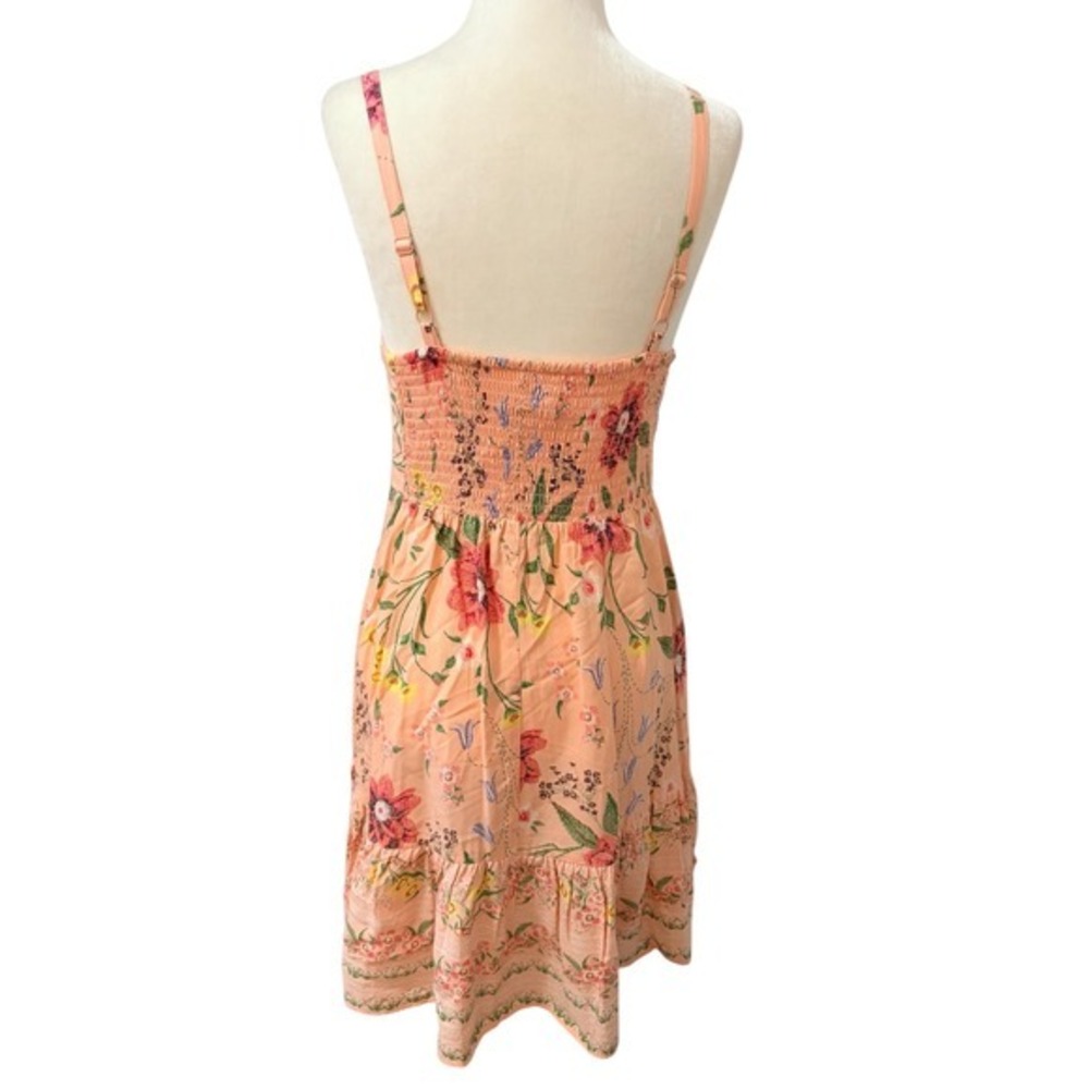 Old Navy Peach Floral Size Small Smocked Back Ruffle Hem Sun Dress - Picture 9 of 11